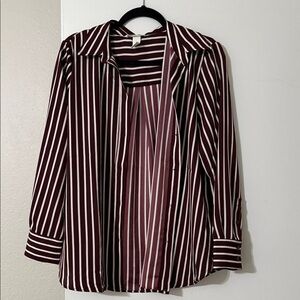 H&M Burgundy Striped Button Down Shirt